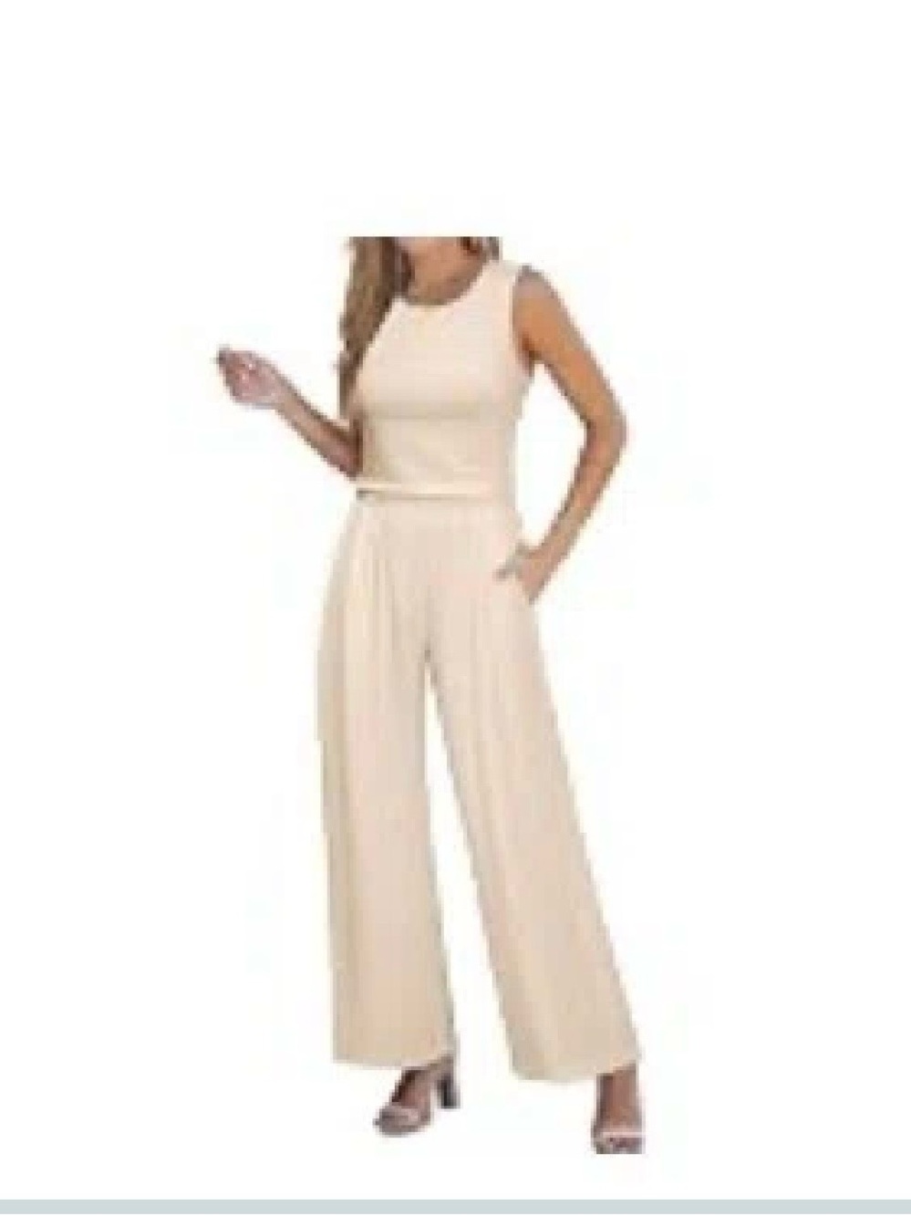 Sleeveless Wide-Leg Jumpsuit in Cream